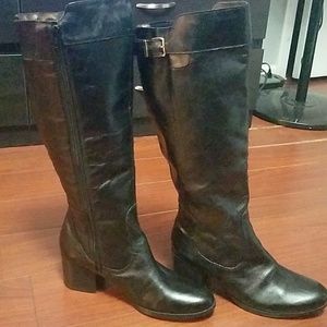 Black Authentic Leather Tall Boots Imported